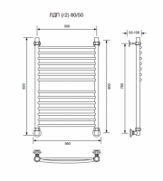ЛДП (г2)-80/50/56 без полочки водяной Полотенцесушители «Ника»