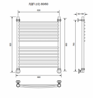ЛДП (г2)-80/60/66 без полочки водяной Полотенцесушители «Ника»