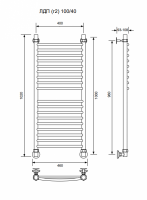 ЛДП (г2)-100/40/46 без полочки водяной Полотенцесушители «Ника»