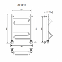 ЛZ-60/40/46 без полочки водяной Полотенцесушители «Ника»