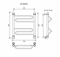 ЛZ-60/50/56 без полочки водяной Полотенцесушители «Ника»