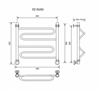 ЛZ-60/60/66 без полочки водяной Полотенцесушители «Ника»