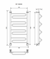 ЛZ-100/50/56 без полочки водяной Полотенцесушители «Ника»