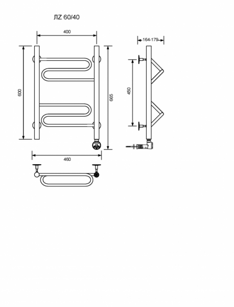 ЛZ-60/40/47 без полочки электрический Полотенцесушители «Ника»