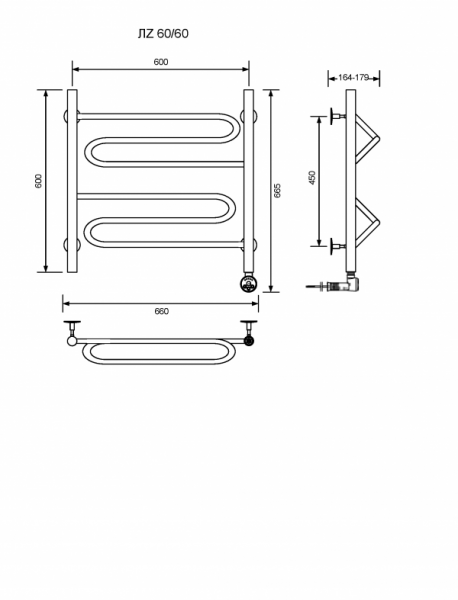 ЛZ-60/60/67 без полочки электрический Полотенцесушители «Ника»
