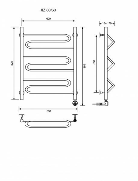 ЛZ-80/60/67 без полочки электрический Полотенцесушители «Ника»