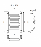 ЛZ (г)-60/40/46 без полочки водяной Полотенцесушители «Ника»