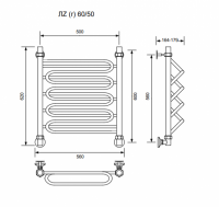 ЛZ (г)-60/50/56 без полочки водяной Полотенцесушители «Ника»
