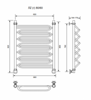 ЛZ (г)-80/60/66 без полочки водяной Полотенцесушители «Ника»