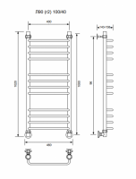 Л90 (г2)-100/40/46 без полочки водяной Полотенцесушители «Ника»