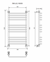 Л90 (г2)-100/50/56 без полочки водяной Полотенцесушители «Ника»