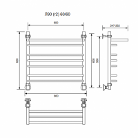 Л90 (г2) ВП-60/60/66 с полочкой водяной Полотенцесушители «Ника»