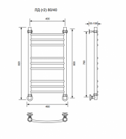ЛД (г2)-80/40/46 без полочки водяной Полотенцесушители «Ника»