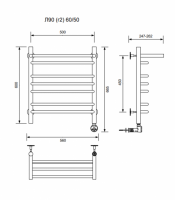 Л90 (г2) ВП-60/50/57 с полочкой электрический Полотенцесушители «Ника»