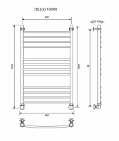 ЛД (г2)-100/60/66 без полочки водяной Полотенцесушители «Ника»