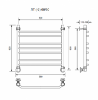ЛТ (г2)-60/60/66 без полочки водяной Полотенцесушители «Ника»