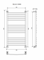 ЛД (г2)-120/60/66 без полочки водяной Полотенцесушители «Ника»