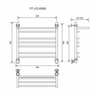 ЛТ (г2) ВП-60/60/66 с полочкой водяной Полотенцесушители «Ника»