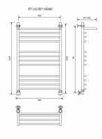 ЛТ (г2) ВП-100/60/66 с полочкой водяной Полотенцесушители «Ника»