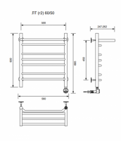 ЛТ (г2) ВП-60/50/57 с полочкой электрический Полотенцесушители «Ника»