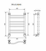 ЛВ (г2)-60/40/46 без полочки водяной Полотенцесушители «Ника»