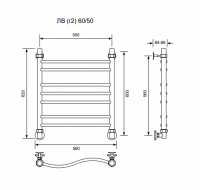 ЛВ (г2)-60/50/56 без полочки водяной Полотенцесушители «Ника»