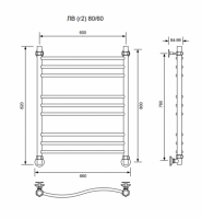 ЛВ (г2)-80/60/66 без полочки водяной Полотенцесушители «Ника»