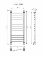 ЛВ (г2)-100/40/46 без полочки водяной Полотенцесушители «Ника»