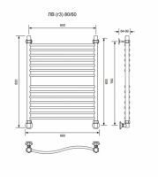 ЛВ (г3)-80/60/66 без полочки водяной Полотенцесушители «Ника»