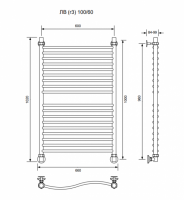 ЛВ (г3)-100/60/66 без полочки водяной Полотенцесушители «Ника»