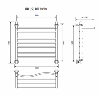 ЛВ (г2) ВП-60/60/66 с полочкой водяной Полотенцесушители «Ника»