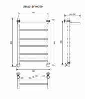 ЛВ (г2) ВП-80/50/56 с полочкой водяной Полотенцесушители «Ника»