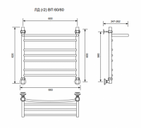 ЛД (г2) ВП-60/60/66 с полочкой водяной Полотенцесушители «Ника»