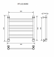 ЛП (г2)-60/60/66 без полочки водяной Полотенцесушители «Ника»