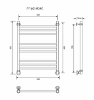 ЛП (г2)-80/60/66 без полочки водяной Полотенцесушители «Ника»