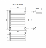 ЛП (г2) ВП-60/50/56 с полочкой водяной Полотенцесушители «Ника»