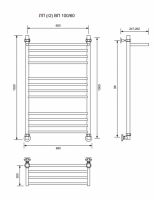 ЛП (г2) ВП-100/60/66 с полочкой водяной Полотенцесушители «Ника»
