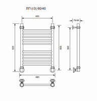 ЛП (г3)-60/40/46 без полочки водяной Полотенцесушители «Ника»