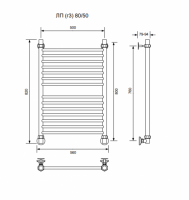 ЛП (г3)-80/50/56 без полочки водяной Полотенцесушители «Ника»