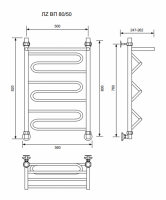ЛZ ВП 80/50/56 с полочкой водяной Полотенцесушители «Ника»