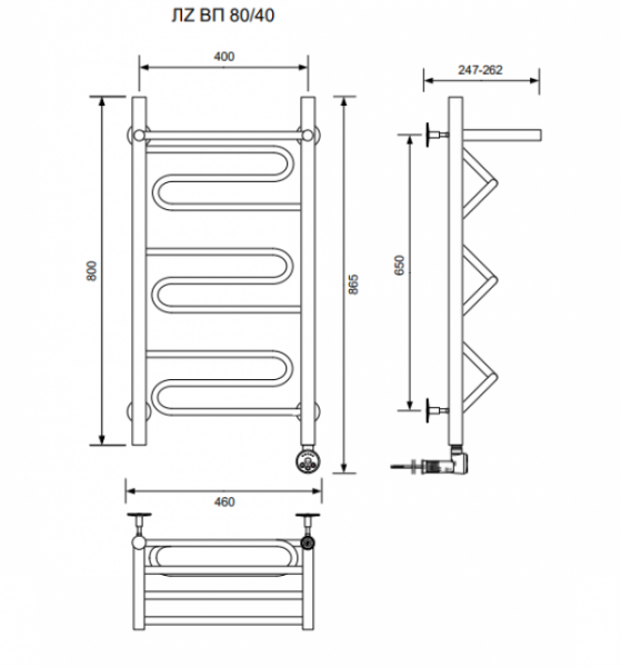 ЛZ ВП 80/40/47 с полочкой электрический Полотенцесушители «Ника»