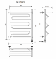 ЛZ ВП 80/60/67 с полочкой электрический Полотенцесушители «Ника»