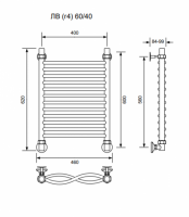 ЛВ (г4)-60/40/46 без полочки водяной Полотенцесушители «Ника»