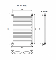 ЛВ (г4)-80/50/56 без полочки водяной Полотенцесушители «Ника»