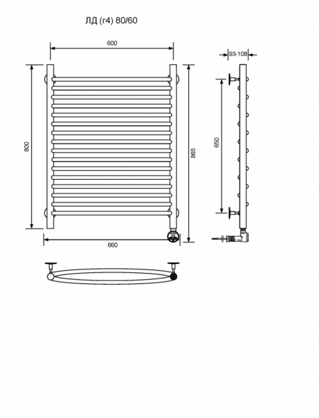ЛД (г4)-80/60/67 без полочки электрический Полотенцесушители «Ника»