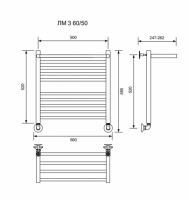 ЛМ 3-60/50/56 с полочкой водяной Полотенцесушители «Ника»