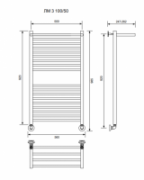 ЛМ 3-100/50/56 с полочкой водяной Полотенцесушители «Ника»