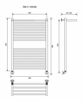 ЛМ 3-100/60/66 с полочкой водяной Полотенцесушители «Ника»